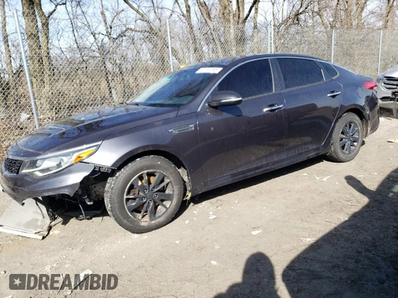 2019 Kia Optima LX with VIN 5XXGT4L31KG279088, listed as a Copart auction lot 50172065 with 100,353 mi miles and Salvage Title. Bid and sale history available at carsss.com. Image 1.