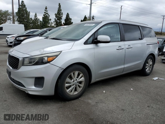 2015 Kia Sedona LX with VIN KNDMB5C17F6070646, listed as a Copart auction lot 56528444 with 231,095 mi miles and Salvage Title. Bid and sale history available at carsss.com. Image 1.