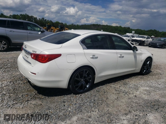 2015 Infiniti Q50 Premium with VIN JN1BV7APXFM343157, listed as a Copart auction lot 56876025 with 109,054 mi miles and Salvage title. Bid and sale history available at DreamBid. Image 3.