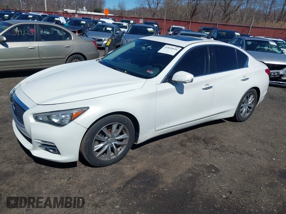 2014 Infiniti Q50 Sport with VIN JN1BV7AP7EM679296, listed as a IAAI auction lot 41834654 with 126,337 mi miles and . Bid and sale history available at DreamBid. Image 2.