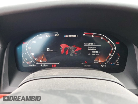 2020 BMW 8 Series M850i with VIN WBAGV8C04LCE45015, listed as a Copart auction lot 73153414 with 25,190 mi miles and Salvage title. Bid and sale history available at DreamBid. Image 9.