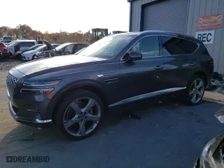 2021 Genesis GV80 with VIN KMUHBDSB5MU043070, listed as a Copart auction lot 72336303 with 21,828 mi miles. Bid and sale history available at carsss.com. Image 1.