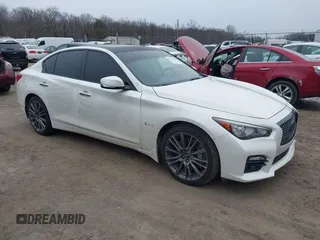 2016 Infiniti Q50 3.0t Red Sport 400 with VIN JN1FV7AR5GM450606, listed as a IAAI auction lot 41614906 with 108,187 mi miles. Bid and sale history available at carsss.com. Image 1.