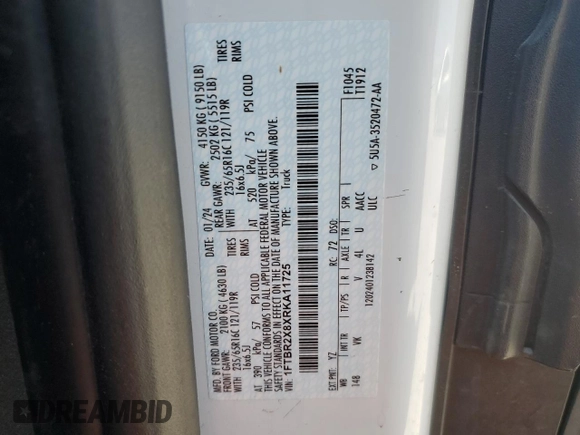 2024 Ford Transit Cargo z VIN 1FTBR2X8XRKA11725, wystawiony jako Copart lot #57682345 z przebiegiem 53 975 mil mil oraz Czysty tytuł • Clean title. Historia ofert i sprzedaży dostępna na DreamBid. Obrazek 13.