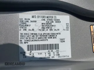 2005 Ford Explorer XLT с VIN 1FMZU63K65UA05372, выставлен на аукционе IAAI как лот 42191399 с пробегом 138 568 миль миль и . История ставок и продаж доступна на DreamBid. Изображение 9.