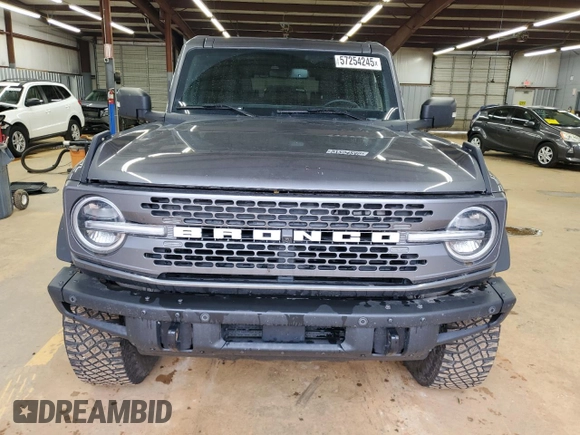 2021 Ford Bronco с VIN 1FMEE5DP9MLB06877, выставлен на аукционе Copart как лот 57254245 с пробегом 47 410 миль миль и Списание • Salvage title. История ставок и продаж доступна на DreamBid. Изображение 5.