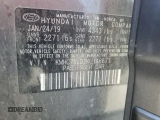 2019 Hyundai Ioniq Limited with VIN KMHC75LD2KU146671, listed as a Copart auction lot 61872035 with 78,158 mi miles and Salvage title. Bid and sale history available at DreamBid. Image 12.