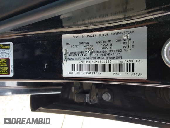2021 Mazda 3 2.5 Turbo with VIN JM1BPBJY0M1344335, listed as a IAAI auction lot 42008145 with 71,452 mi miles and . Bid and sale history available at DreamBid. Image 9.