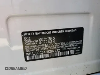 2018 BMW 5 Series M550i xDrive with VIN WBAJB9C54JB287422, listed as a Copart auction lot 46017034 with Not provided miles and Salvage title. Bid and sale history available at DreamBid. Image 12.
