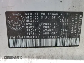 2015 Volkswagen Golf TSI S z VIN 3VW117AU8FM004103, wystawiony jako Copart lot #87642695 z przebiegiem 128 704 mil mil oraz Szkoda całkowita • Salvage title. Historia ofert i sprzedaży dostępna na DreamBid. Obrazek 12.