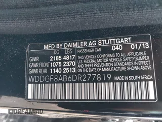 2013 Mercedes-Benz C 300 Sport with VIN WDDGF8AB6DR277819, listed as a IAAI auction lot 42111397 with 95,582 mi miles and . Bid and sale history available at carsss.com. Image 9.