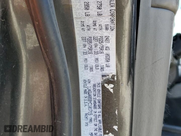 1999 Jeep Grand Cherokee Laredo с VIN 1J4GW58S5XC612309, выставлен на аукционе Copart как лот 56705085 с пробегом 200 004 миль миль и Списание • Salvage title. История ставок и продаж доступна на DreamBid. Изображение 13.