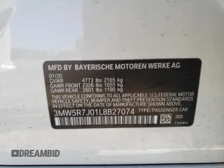 2020 BMW 3 Series 330i xDrive with VIN 3MW5R7J01L8B27074, listed as a Copart auction lot 66832942 with Not Provided miles. Bid and sale history available at carsss.com. Image 10.