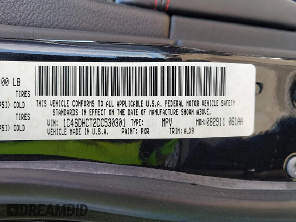 2013 Dodge Durango R/T with VIN 1C4SDHCT2DC530301, listed as a IAAI auction lot 42008853 with 186,148 mi miles and . Bid and sale history available at DreamBid. Image 9.