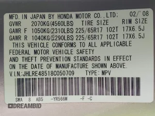2008 Honda CR-V EX with VIN JHLRE48518C050709, listed as a IAAI auction lot 41746399 with 170,699 mi miles. Bid and sale history available at carsss.com. Image 9.