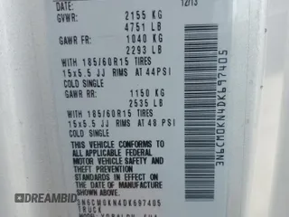 2013 Nissan NV200 SV with VIN 3N6CM0KN4DK697405, listed as a Copart auction lot 53527685 with 174,268 mi miles and Salvage Title. Bid and sale history available at carsss.com. Image 12.
