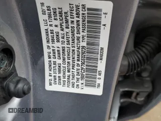 2016 Honda Civic Sedan EX with VIN 19XFC2F79GE029239, listed as a Copart auction lot 88802425 with 54,883 mi miles and Salvage Title. Bid and sale history available at carsss.com. Image 12.