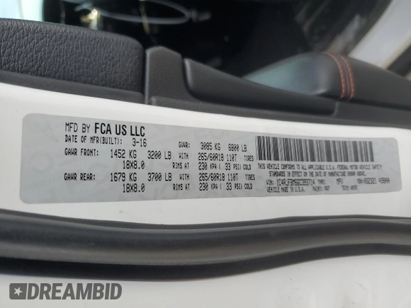 2016 Jeep Grand Cherokee Limited with VIN 1C4RJFBM6GC393714, listed as a Copart auction lot 81160023 with 93,630 mi miles and . Bid and sale history available at DreamBid. Image 13.