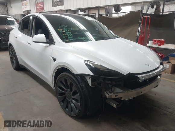 2023 Tesla Model Y Performance with VIN 7SAYGDEF5PF665560, listed as a IAAI auction lot 41809349 with Not Provided miles and . Bid and sale history available at DreamBid. Image 1.