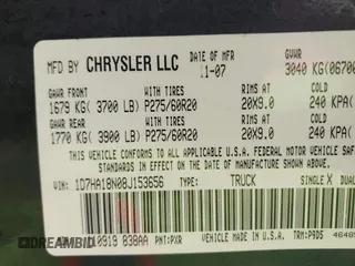 2008 Dodge 1500 SLT with VIN 1D7HA18N08J153656, listed as a IAAI auction lot 41586690 with 133,930 mi miles and . Bid and sale history available at DreamBid. Image 9.