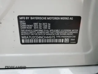 2022 BMW 7 Series 750i xDrive z VIN WBA7U2C04NCH44975, wystawiony jako Copart lot #56192415 z przebiegiem Nie podano mil oraz Szkoda całkowita • Salvage title. Historia ofert i sprzedaży dostępna na DreamBid. Obrazek 13.
