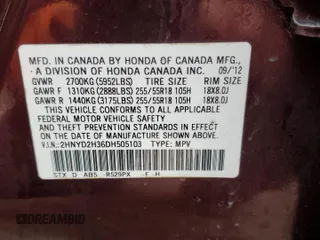 2013 Acura MDX Tech Pkg with VIN 2HNYD2H36DH505103, listed as a Copart auction lot 45061815 with 180,584 mi miles and Non Repairable. Bid and sale history available at carsss.com. Image 13.