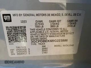 2024 Chevrolet Silverado 1500 Custom with VIN 3GCPDBEK6RG223886, listed as a Copart auction lot 41751785 with 23,300 mi miles and Salvage Title. Bid and sale history available at DreamBid. Image 12.