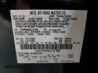 2010 Ford Taurus SHO with VIN 1FAHP2KT0AG137908, listed as a Copart auction lot 53032905 with 214,574 mi miles and Clean title. Bid and sale history available at DreamBid. Image 12.