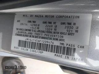 2015 Mazda 6 i Touring with VIN JM1GJ1V56F1209476, listed as a IAAI auction lot 41644215 with 112,255 mi miles. Bid and sale history available at carsss.com. Image 9.