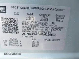 2022 Chevrolet Equinox RS z VIN 2GNAXWEV0N6129532, wystawiony jako IAAI lot #42102209 z przebiegiem 66 508 mil mil oraz . Historia ofert i sprzedaży dostępna na DreamBid. Obrazek 9.