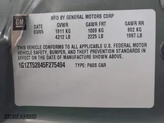 2005 Chevrolet Malibu LS with VIN 1G1ZT52845F275494, listed as a IAAI auction lot 42109970 with 190,460 mi miles. Bid and sale history available at carsss.com. Image 9.