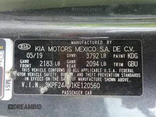 2019 Kia Forte LXS with VIN 3KPF24AD1KE120560, listed as a Copart auction lot 52337835 with 184,014 mi miles and Non Repairable. Bid and sale history available at DreamBid. Image 13.