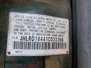 2001 Honda CR-V LX with VIN JHLRD18441C033398, listed as a Copart auction lot 74118654 with 169,667 mi miles and Salvage Title. Bid and sale history available at carsss.com. Image 15.