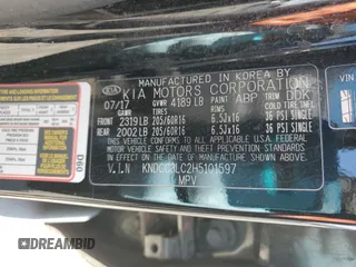 2017 Kia Niro Touring Launch Edition with VIN KNDCC3LC2H5101597, listed as a Copart auction lot 43208055 with 79,930 mi miles and Salvage Title. Bid and sale history available at carsss.com. Image 13.