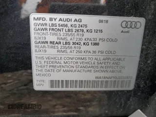 2018 Audi Q5 Premium Plus with VIN WA1BNAFY2J2232872, listed as a Copart auction lot 51054445 with 20,126 mi miles and Salvage title. Bid and sale history available at DreamBid. Image 14.