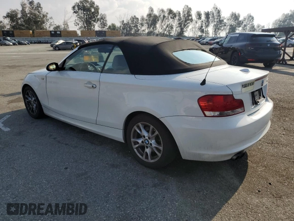 2008 BMW 1 Series 128i with VIN WBAUN13518VH79634, listed as a Copart auction lot 43091755 with 100,180 mi miles and Salvage Title. Bid and sale history available at DreamBid. Image 2.
