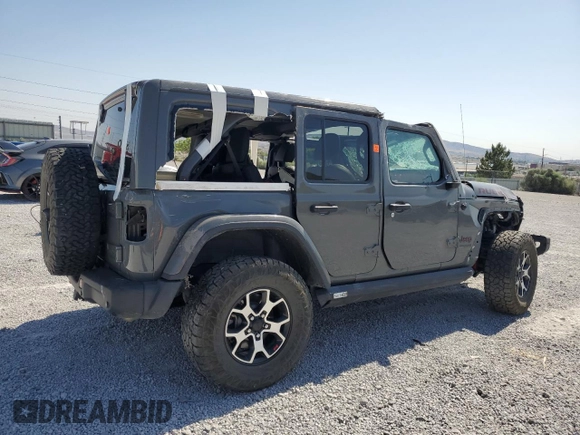 2020 Jeep Wrangler Unlimited Rubicon with VIN 1C4HJXFG4LW334160, listed as a Copart auction lot 59486435 with Not provided miles and Salvage title. Bid and sale history available at DreamBid. Image 3.