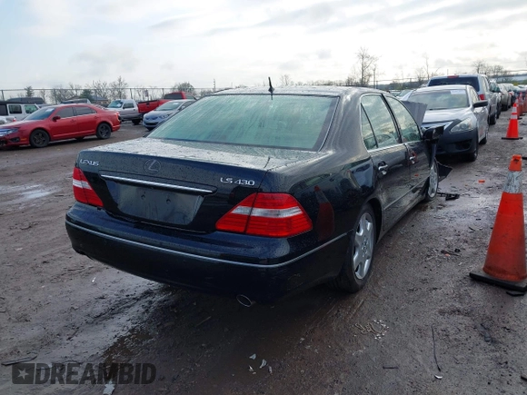 2005 Lexus LS 430 with VIN JTHBN36F450174554, listed as a IAAI auction lot 41989741 with Not Provided miles. Bid and sale history available at carsss.com. Image 4.