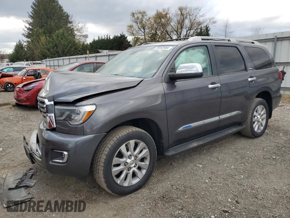 2018 Toyota Sequoia Platinum with VIN 5TDDY5G19JS158048, listed as a Copart auction lot 79352984 with 129,083 mi miles and Salvage Title. Bid and sale history available at carsss.com. Image 1.