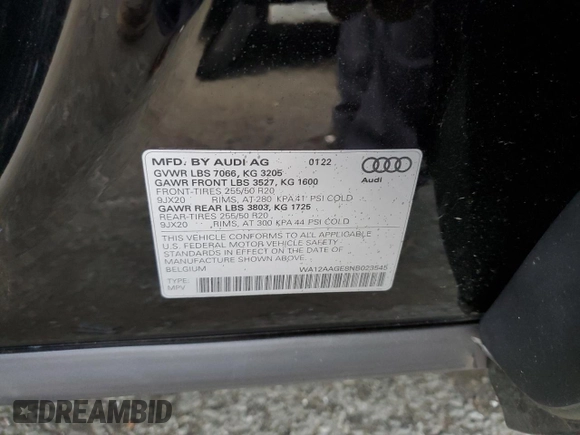 2022 Audi e-tron Sportback S line Premium Plus z VIN WA12AAGE8NB023545, wystawiony jako Copart lot #40283084 z przebiegiem 19 680 mil mil oraz . Historia ofert i sprzedaży dostępna na DreamBid. Obrazek 13.