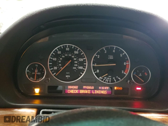 2000 BMW 7 Series 740i with VIN WBAGG834XYDN80320, listed as a Copart auction lot 54906225 with 284,262 mi miles and Salvage Title. Bid and sale history available at DreamBid. Image 9.