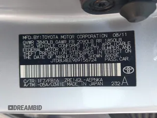 2011 Toyota Corolla L with VIN JTDBU4EE9B9156724, listed as a IAAI auction lot 42138344 with 96,486 mi miles and . Bid and sale history available at DreamBid. Image 9.