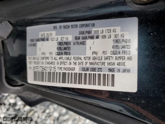 2004 Mazda RX-8 with VIN JM1FE173840119115, listed as a Copart auction lot 80307404 with 0 mi miles and Salvage Title. Bid and sale history available at carsss.com. Image 12.
