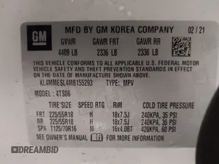2021 Buick Encore GX Select с VIN KL4MMESL4MB155293, выставлен на аукционе IAAI как лот 41681743 с пробегом 38 358 миль миль и . История ставок и продаж доступна на DreamBid. Изображение 9.