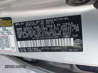 2006 Toyota Camry STD with VIN 4T1BE32K46U647704, listed as a IAAI auction lot 42158768 with 171,116 mi miles and . Bid and sale history available at DreamBid. Image 9.