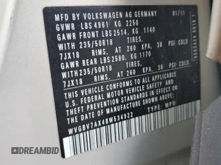 2011 Volkswagen Tiguan SEL z VIN WVGBV7AX4BW534922, wystawiony jako Copart lot #60486775 z przebiegiem Nie podano mil oraz Czysty tytuł • Clean title. Historia ofert i sprzedaży dostępna na DreamBid. Obrazek 13.