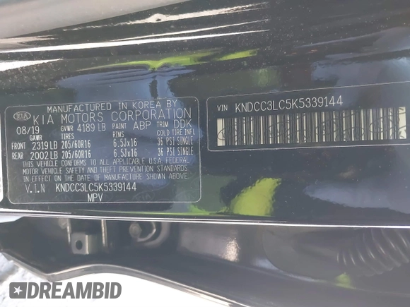 2019 Kia Niro EX with VIN KNDCC3LC5K5339144, listed as a IAAI auction lot 41408648 with 64,889 mi miles. Bid and sale history available at carsss.com. Image 9.