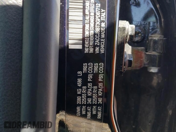 2016 Jeep Renegade Latitude with VIN ZACCJBBT3GPD87712, listed as a Copart auction lot 61393394 with 63,791 mi miles and Salvage Title. Bid and sale history available at DreamBid. Image 12.