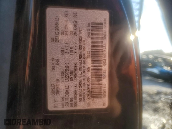 1997 Dodge 1500 z VIN 1B7HF16Z6VS112214, wystawiony jako Copart lot #85931574 z przebiegiem 247 433 mil mil oraz Czysty tytuł • Clean title. Historia ofert i sprzedaży dostępna na DreamBid. Obrazek 12.
