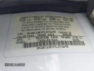 2007 Nissan Versa 1.8 S with VIN 3N1BC13E47L371692, listed as a IAAI auction lot 42050022 with 91,616 mi miles. Bid and sale history available at carsss.com. Image 9.